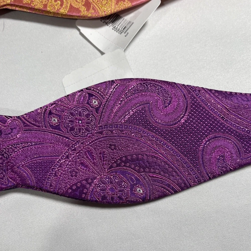 NWT $160 Ted Baker London 2pc Men Preakness Paisley Silk Bow Tie in Pink & Berry